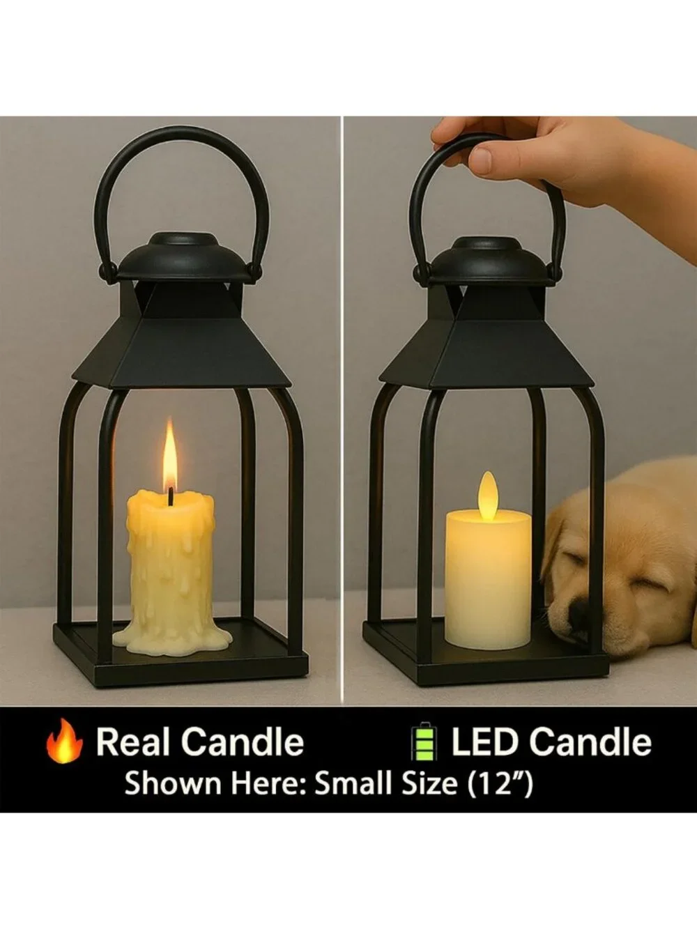 Set of 2 Decorative Metal Lanterns - Indoor/Outdoor Candle Holders for Weddings